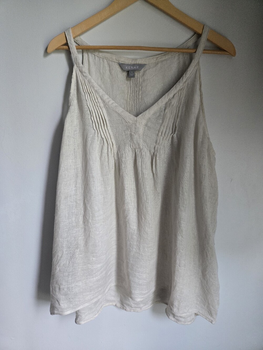 KENAR Cream V-Neck Pintuck Sleeveless Camisole